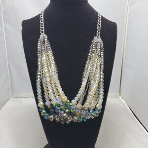 Ali khan 12 strand emerald , clear , hematite glass bead necklace with gift box